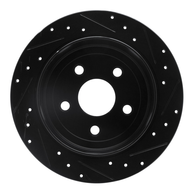 Jeep Wrangler Brake Rotor (1) - Rear Left - R1 Concepts - Drilled & Slotted - Black - `07-`18